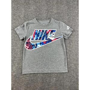Nike Kids Size 3-4 Graphic T Shirt‎ Gray with Colorful Logo